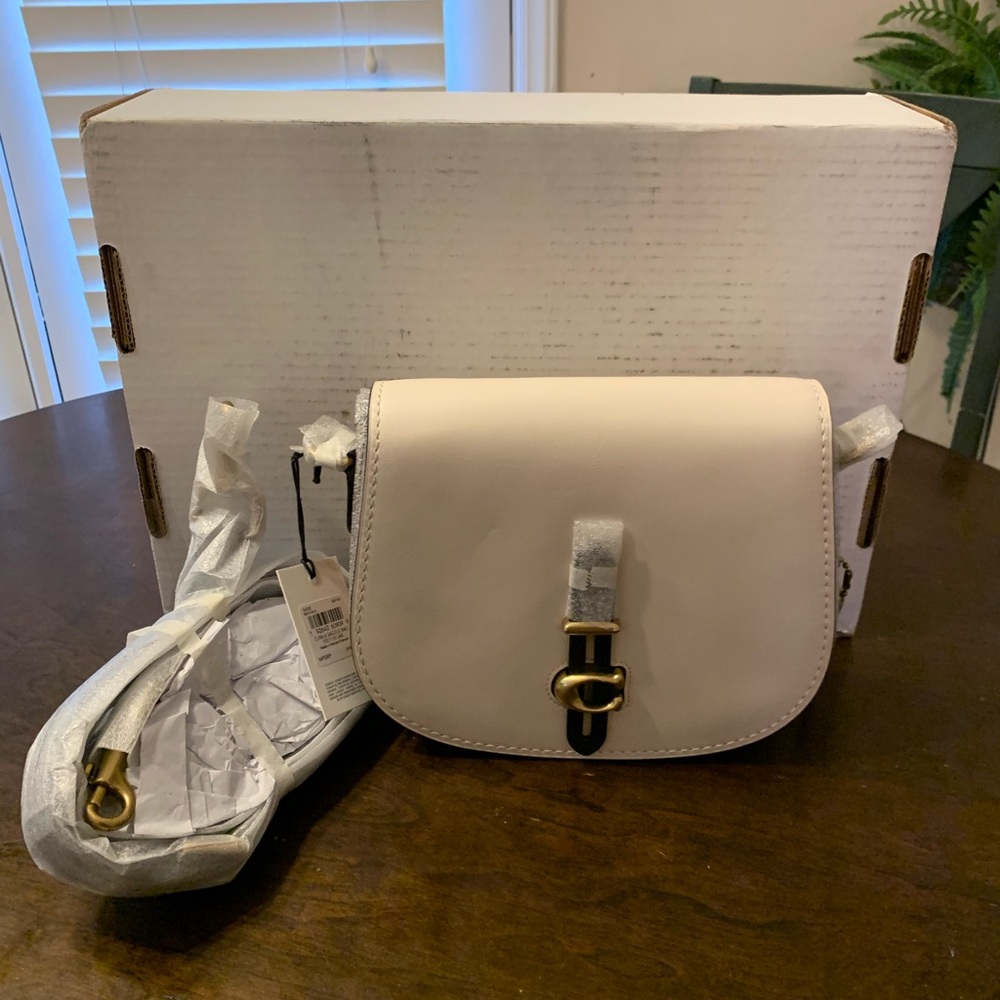 Coach 1941 Colorblock Saddle Bag in Chalk/Saddle/Black, NWT
